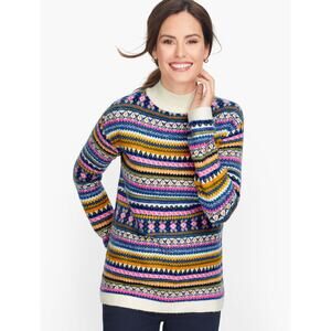 Talbots Preppy Fair Isle‎ Mockneck Sweater Multi Size Small Petite